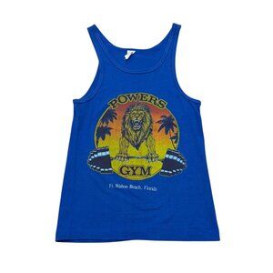 Vintage 1990s Powers Gym Mark III Tank Top Blue Single Stitch Made in USA